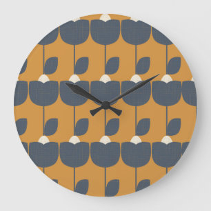 Relógio Grande Flores Retro Modernas: Geométrica Escandinava.