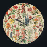 Relógio Grande Flores Vintage<br><div class="desc">Por favor,  visite minha loja para obter design mais interessante e mais opções de cores. => zazzle.com/colorfulworld*</div>