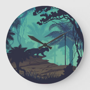 Relógio Grande Floresta tropical, fundo da noite de onça.