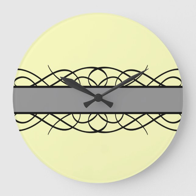 Relógio Grande Flourish cinzento de Deco (Frente)