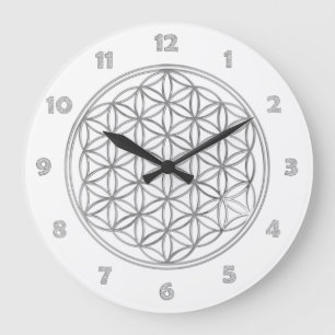 Relógio Grande FLOWER OF LIFE - silver - clock face Numbers