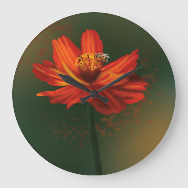 Relógio Grande Flower with bee (Frente)