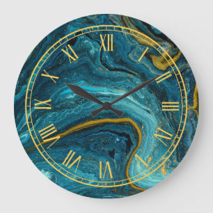 Relógio Grande Fluid Art Pattern Modern Wall Clock