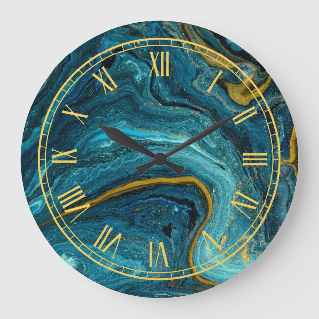 Relógio Grande Fluid Art Pattern Modern Wall Clock (Frente)