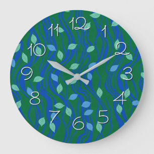 Relógio Grande Fluxo Elemental Esmeralda Verde Cobalto Azul com F