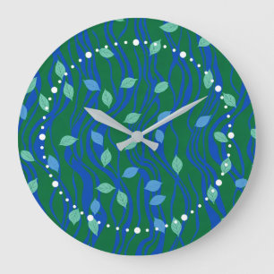 Relógio Grande Fluxo Elemental Esmeralda Verde Cobalto Azul com F