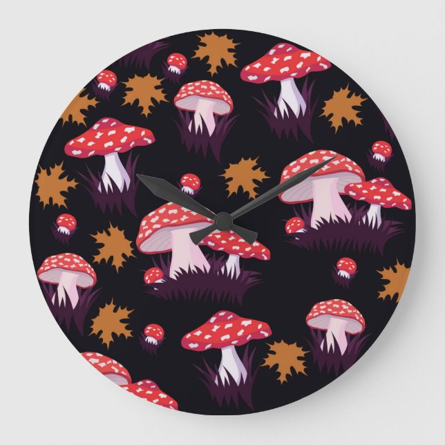 Relógio Grande Fly agaric, maple folhas impressão (Frente)