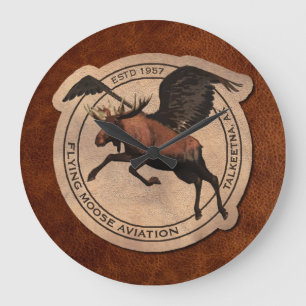 Relógio Grande Flying Moose Aviation Patch
