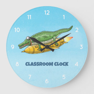 Relógio Grande Foguete Dourado do Croc