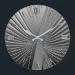 Relógio Grande Folha de palma do cromo Art Deco<br><div class="desc">Art Deco — padrão temático baseado numa folha estilizada de palma,  reproduzida num efeito 3d a cor prateada do cromo</div>