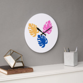 Relógio Grande  Folha de Teal Rústica Contemporânea 