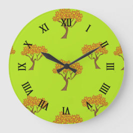 Relógio Grande Folhas castanhas do outono em verde