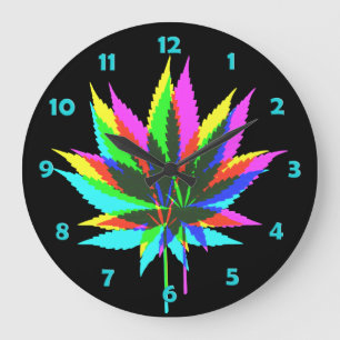 Relógio Grande Folhas da planta selvagem - néon colorido + suas