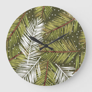 Relógio Grande Folhas de Aquarela Verde: Ilustração Invisível