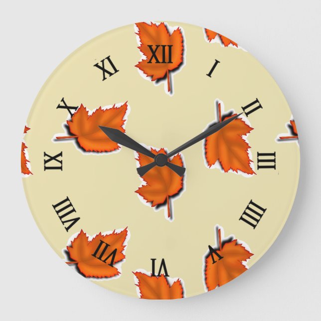 Relógio Grande Folhas secas castanhas (Frente)