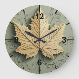 Relógio Grande Folhas sem costura Design Wall
