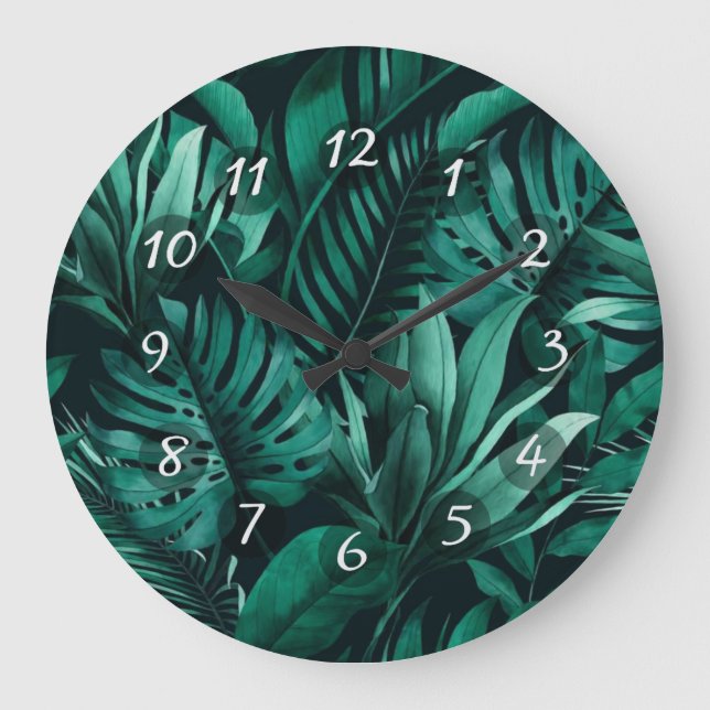 Relógio Grande Folhas tropicais (Frente)