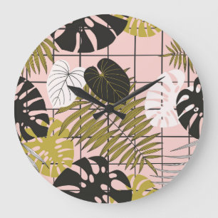 Relógio Grande Folhas tropicais de palma, na moda verão.