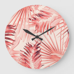 Relógio Grande Folhas Tropicais de Palma, Padrão Na moda Havaiano