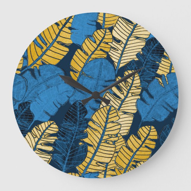 Relógio Grande Folhas Tropicais Desenhadas À Mão: Insoltas (Frente)