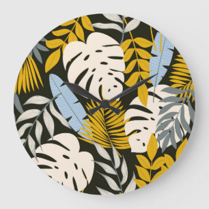 Relógio Grande Folhas tropicais: padrão de colheita escura.