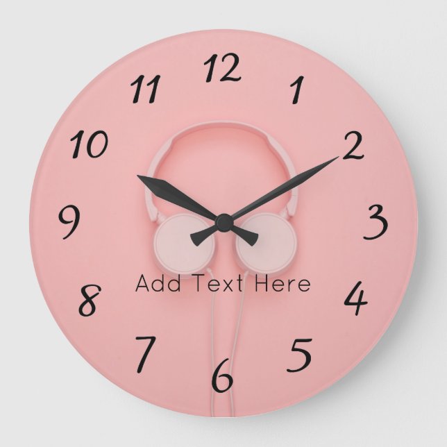 Relógio Grande Fones de ouvido rosa com fios (Frente)