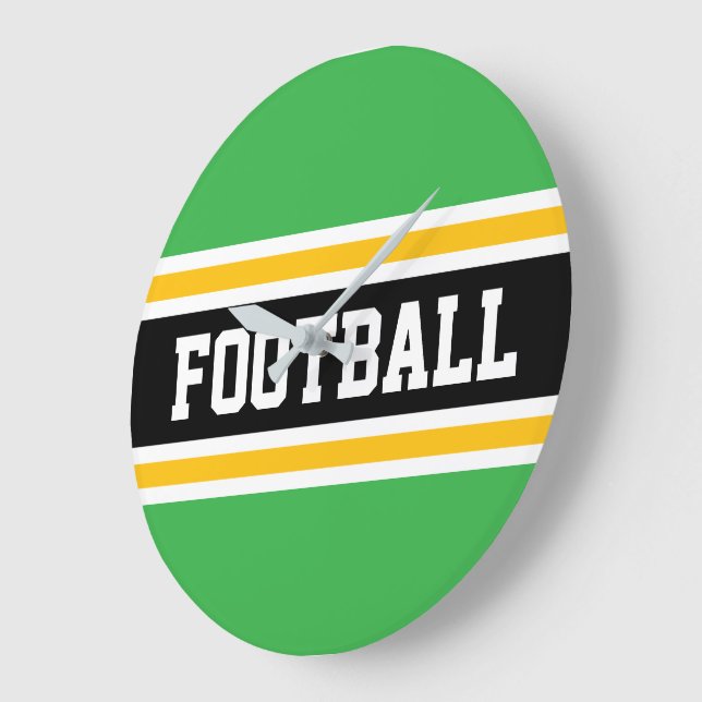Relógio Grande FOOTBALL Green White Black Orange Racing Stripes (Ângulo)