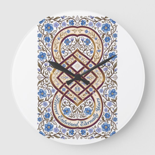 Relógio Grande Forever Entwined Eternally Yours Infinity Knot T-S (Frente)