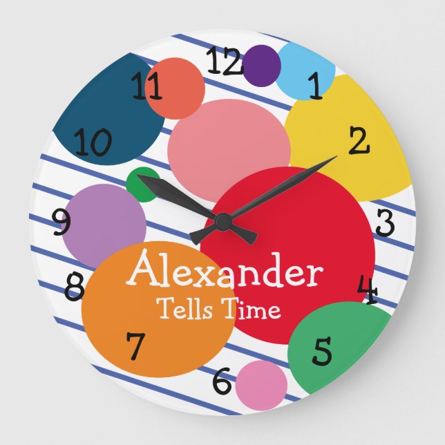 Relógio Grande Formas Coloridas Geométricas Sala Infantil (Frente)