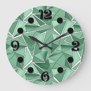 Relógio Grande Formas geométricas padrão abstrato verde
