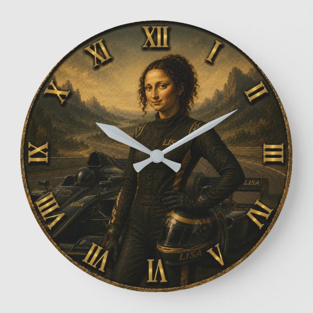 Relógio Grande Formula Race Driver Funny Mona Lisa Racing Gift (Frente)