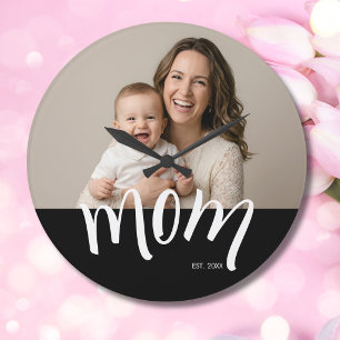Relógio Grande Foto da Mãe e do Bebê Ano de Estabelecimento Perso