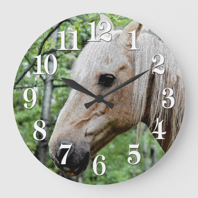 Relógio Grande Foto do Cavalo-amante do garanhão da pintura do (Frente)