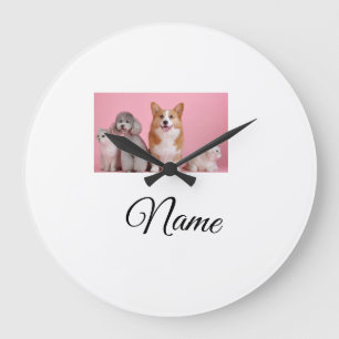 Relógio Grande Foto personalizada de animal colorido simples adic