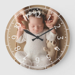 Relógio Grande Foto Personalizada de Bebê Recém-Nascido Parede Mo