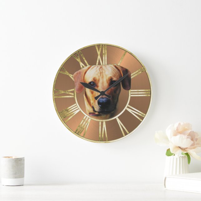 Relógio Grande Foto Personalizada de Cachorro (Lar)