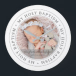 Relógio Grande Foto Personalizada Moderna do Simples Batismo Foto<br><div class="desc">Este design simples e clássico é composto por tipografia serif e adiciona uma foto personalizada. "Meu Santo Batismo" circula a foto do seu bebê,  filho,  etc</div>