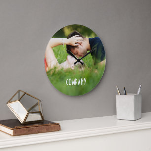 Relógio Grande Foto Personalizada, Nome da Empresa