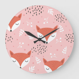 Relógio Grande Fox Divertido: Padrão de Floresta Bonita