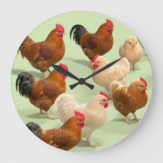 Relógio Grande Frango em fundo verde claro (Frente)