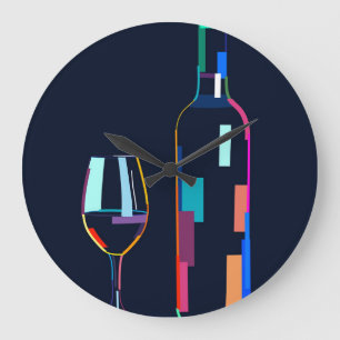 Relógio Grande Frasco de vinho com vidro