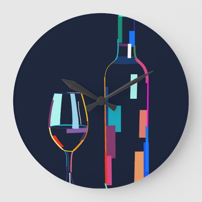 Relógio Grande Frasco de vinho com vidro (Frente)