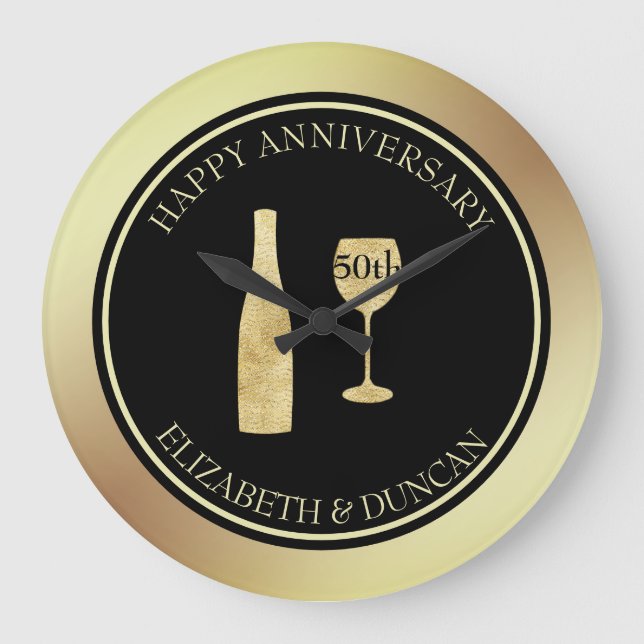 Relógio Grande Frasco E Vidro Dourados (Frente)