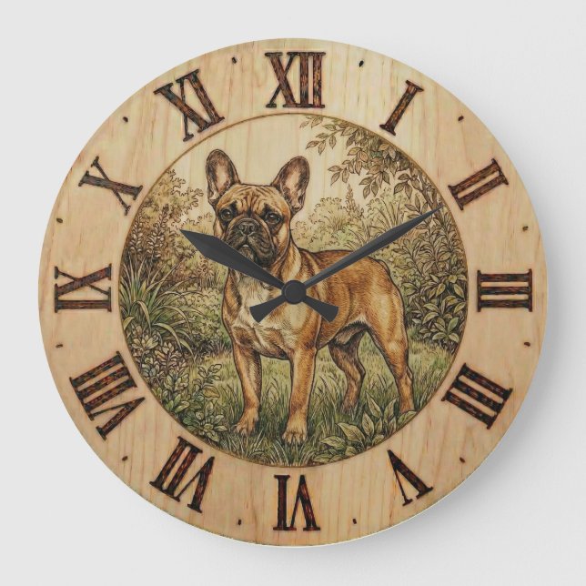 Relógio Grande French Bulldog Wall Clock - Urban Pet Decor (Frente)