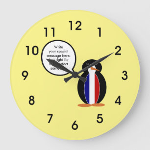 Relógio Grande French Flag Talking Mr Penguin