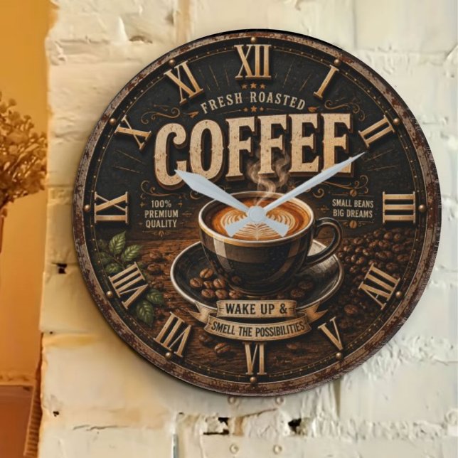 Relógio Grande Fresh Roasted Coffee  (Criador carregado)