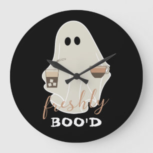 Relógio Grande Freshly Boo Fantasma de Halloween Cute Preto