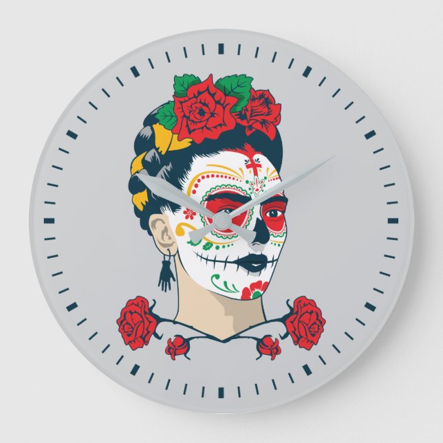 Relógio Grande Frida Kahlo | EL Día de los Muertos (Frente)