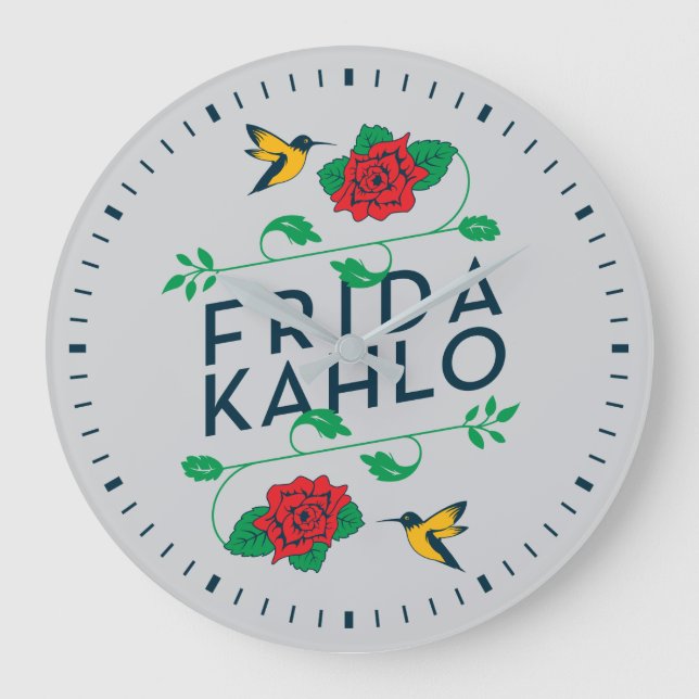 Relógio Grande Frida Kahlo | Tipografia Floral (Frente)