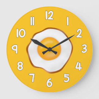 Relógio Grande Fried Egg Wall Clock – Fun Kitchen Breakfast Home 